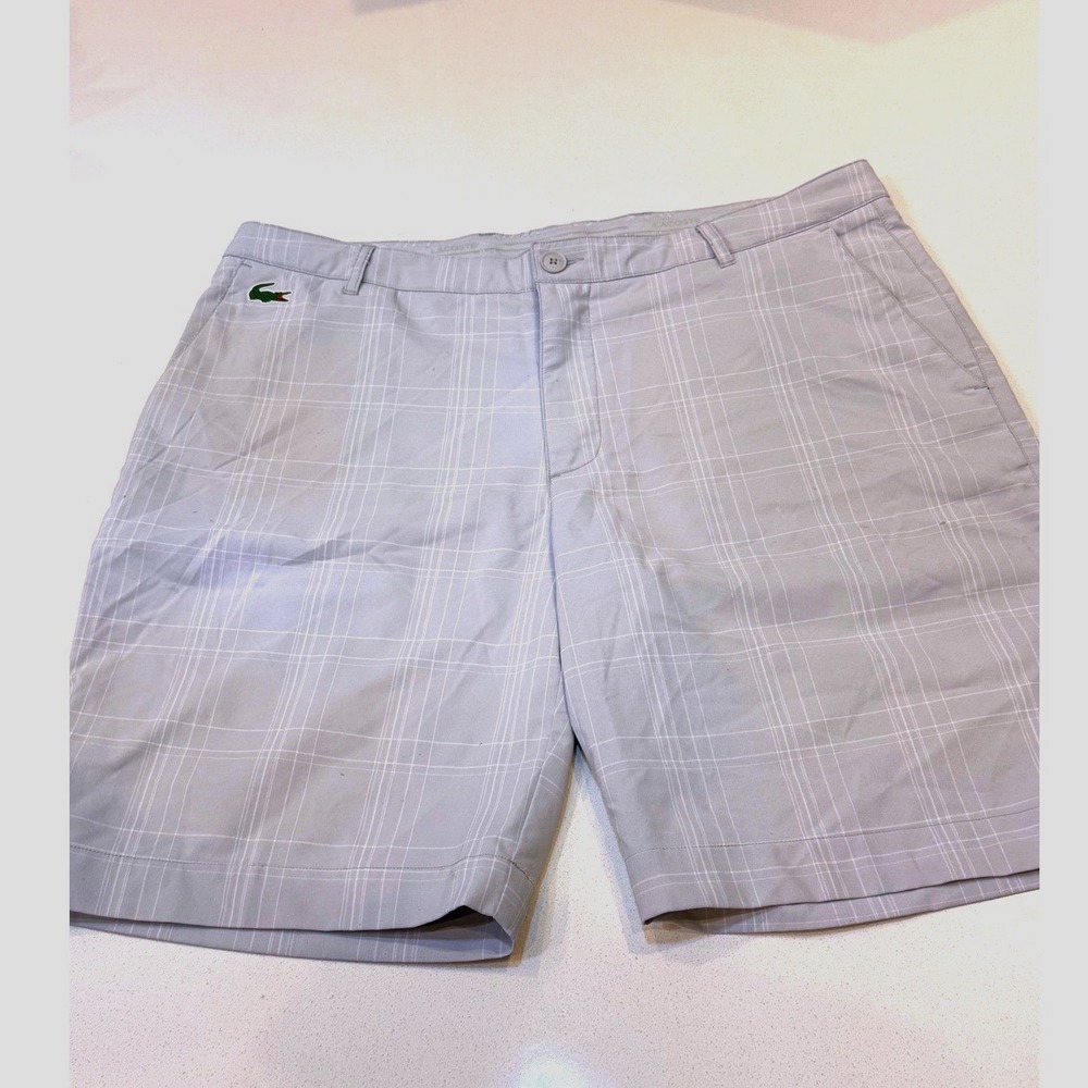 Lacoste Sport Mens Grey Plaid Golf Shorts Size 34 Performance Activewear‎
